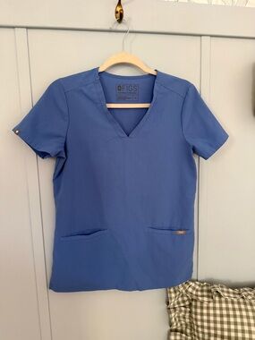 FIGS Women's V-Neck Scrub Top in Blue